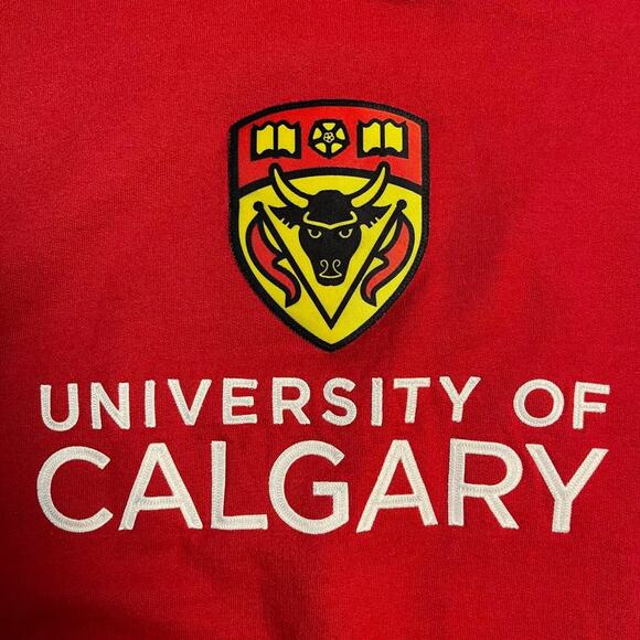 Champion University of Calgary Sweatshirt Men's XL Dinos Red Bull Crest School - Picture 3 of 8